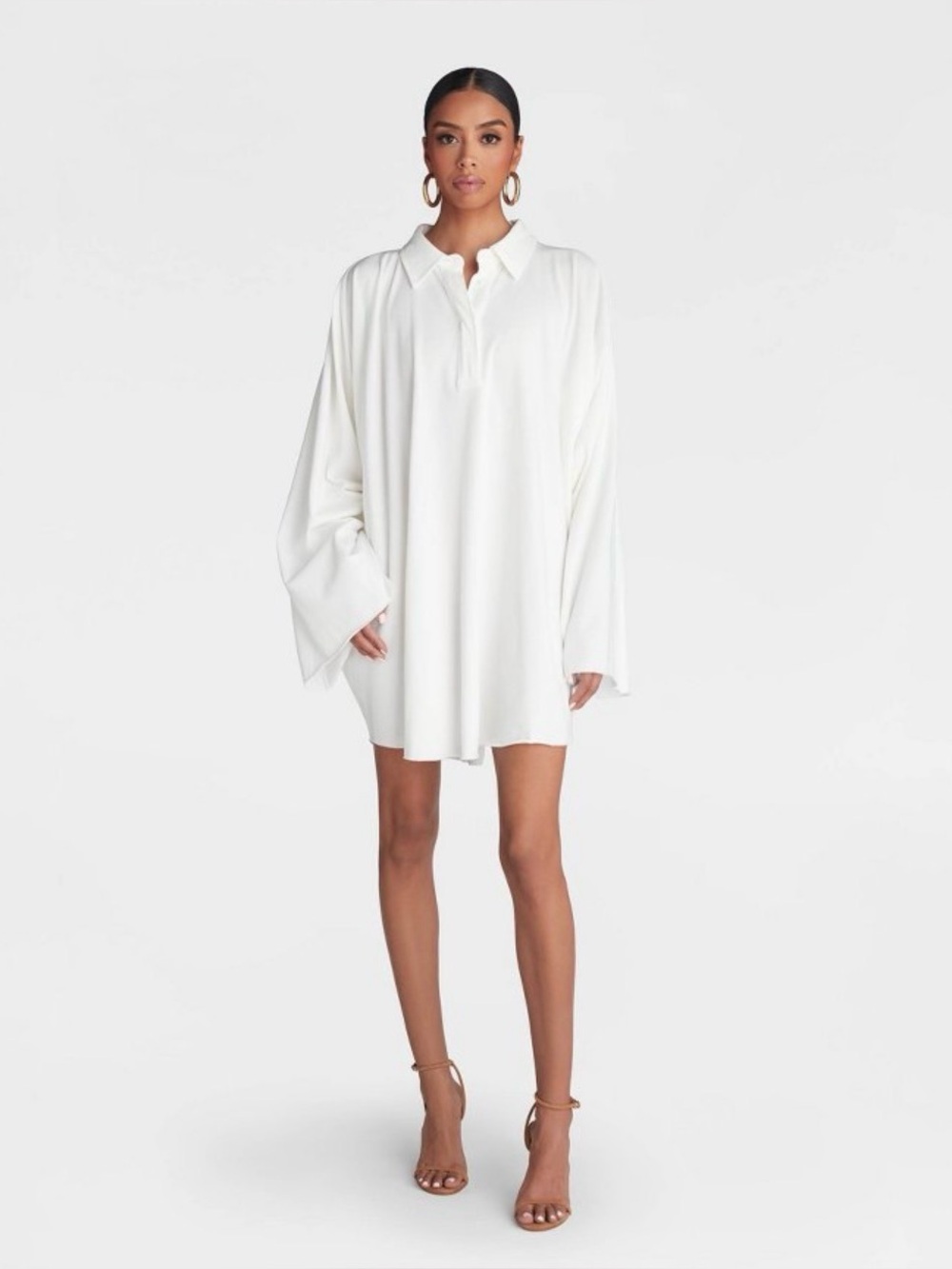 KBB by KAHLANA x TARGET Women's Long Sleeve 'The Henley Dress' - White M